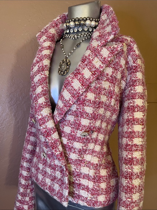 Aqua Kerri Rosenthal Jackets & Blazers - Aqua Kerri Rosenthal Pink & White Tweed Blazer Jacket.  Sz XL.